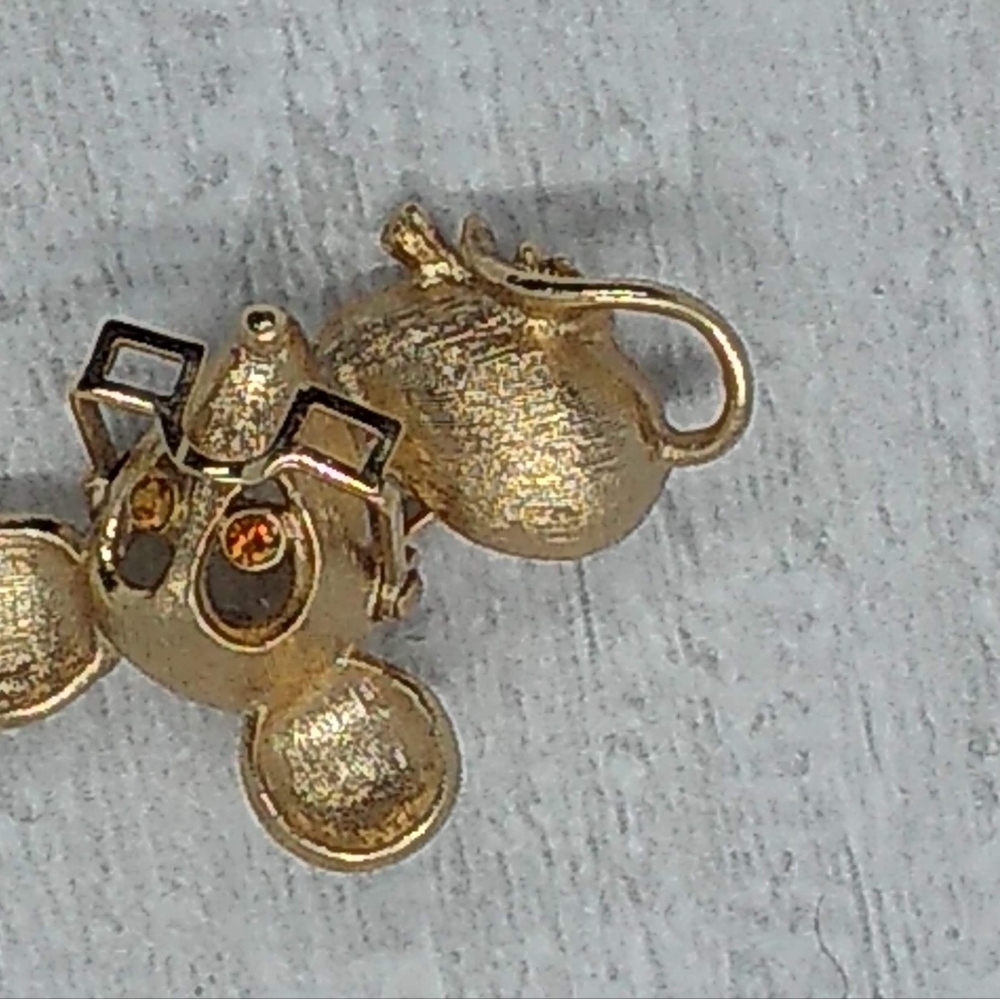 70's Vintage Avon Mouse Pin Brooch Articulated Glasses Gold Tone Rhinestone Eyes - Picture 2 of 10